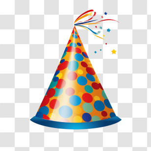 Birthday Hat - Colorful Party Hat With Polka Dots Transparent PNG