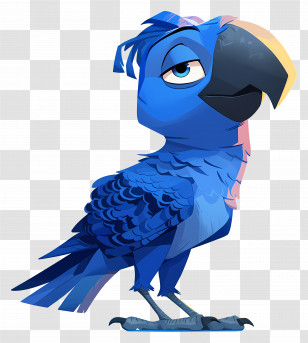Blue Macaw - Blue Parrot Cartoon Illustration Transparent PNG