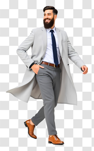 Businessman Walking - Confident Grey-coat Walking Businessman Transparent PNG
