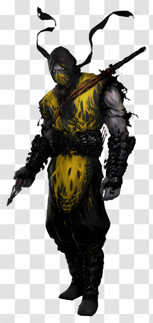 Scorpion - Warrior In Yellow And Black Armor Transparent PNG