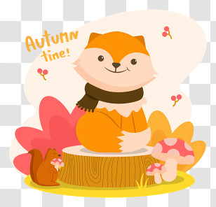 Cute Fox - Orange Fox In Autumn Time Transparent PNG