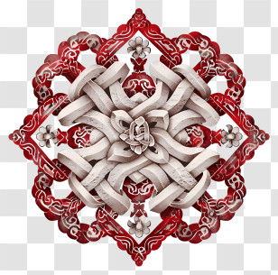 Chinese Knot - Intricate Red And White Pattern Transparent PNG