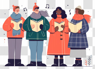 Go Caroling Day - Group Singing Christmas Carols Illustration Transparent PNG