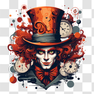 Mad Hatter Day - Mad Hatter With Clocks Transparent PNG