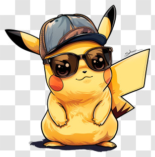 Pikachu - Pikachu In Cool Outfit With Sunglasses And Cap Transparent PNG