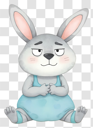 Cartoon Rabbit - Gray Rabbit Cartoon Character Transparent PNG