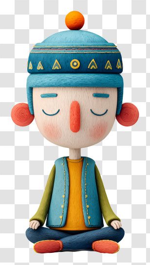 Calm Mind - Meditating Figure With Hat Transparent PNG