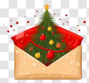 Red Envelope - Christmas Tree In Festive Envelope Transparent PNG