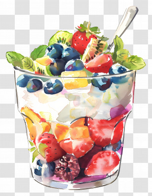 Yogurt Parfait - Delicious Mixed Fruit Salad In Glass Transparent PNG