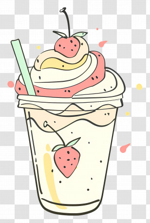Drink - Colorful Cup Of Strawberry Smoothie With Toppings Transparent PNG