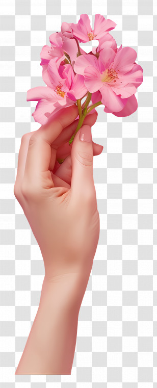 Hands - Hand Holding Pink Flowers Transparent PNG
