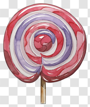 Lollipop - Striped Lollipop Candy In Red And Purple Transparent PNG
