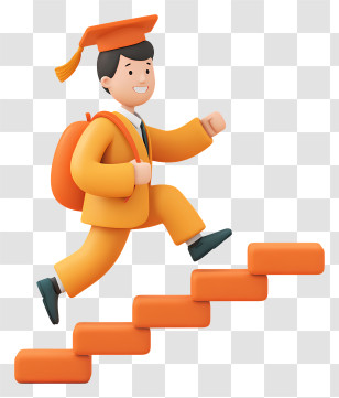Student Running To Stair - Graduate Climbing Success Steps Transparent PNG