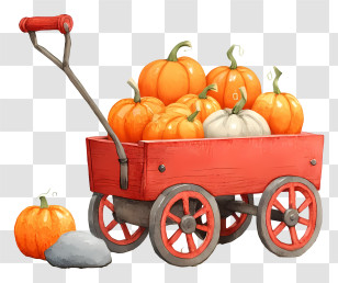 Pumpkin Wagon - Red Wagon Full Of Pumpkins Transparent PNG