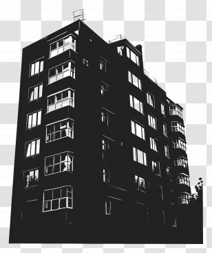 Apartment - Black Silhouette Of A City Building Transparent PNG