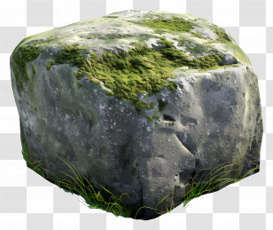 Mossy Stone - Square Mossy Rock Transparent PNG