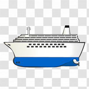 Cruise Ship In White And Blue - Blue And White Cruise Ship Illustration Transparent PNG