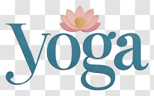 Yoga Logo - Yoga Text With Lotus Flower Transparent PNG