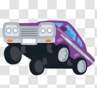 Car - Purple Car In Cartoon Style Transparent PNG