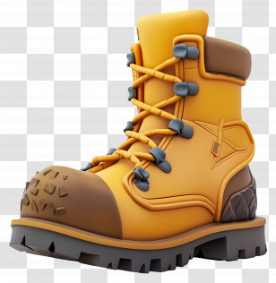 Cartoon Boot - Durable Yellow Hiking Boot Design Transparent PNG
