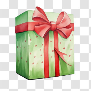Gift Box
 - Green Gift Box Wrapped With Ribbon Transparent PNG