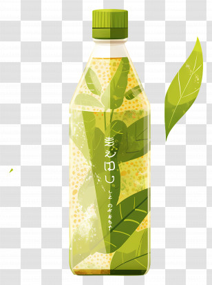 Green Tea Drink - Refreshing Green Tea Bottle With Leaf Design Transparent PNG