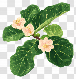 Fiddle Leaf Fig - Flowering Plant With Lush Leaves Transparent PNG