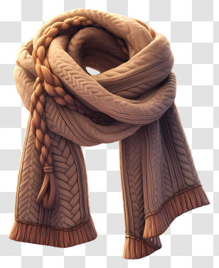 Wool Scarf Knit - Brown Braided Knitted Scarf Transparent PNG