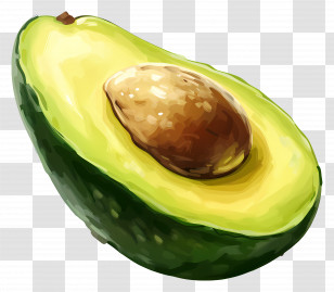 Avocado - Half Avocado With Seed Food Illustration Transparent PNG