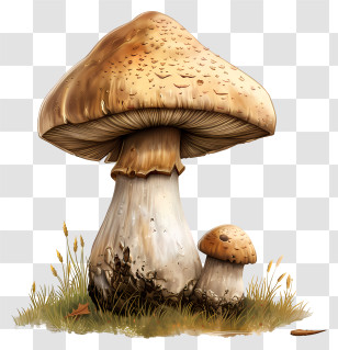 Common Mushroom - Realistic Illustration Of Field Mushrooms Transparent PNG