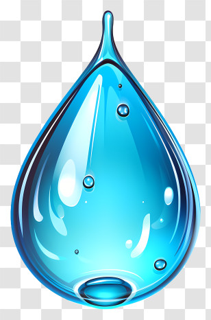 Hand Drawn Water Drop - Realistic Blue Water Drop Transparent PNG