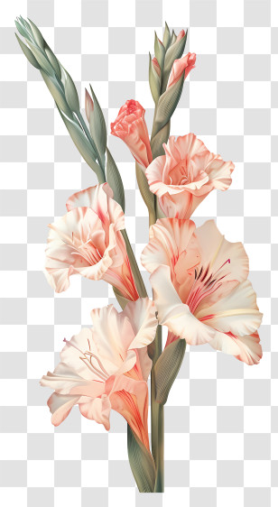 Gladiolus - Beautiful Pink Gladiolus Flowers In Bloom Transparent PNG
