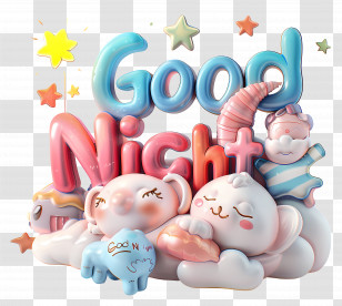 Good Night - Good Night Characters Illustration Transparent PNG