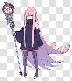 Ryuzu Meyer - Pink-haired Anime Character With Magical Staff Transparent PNG