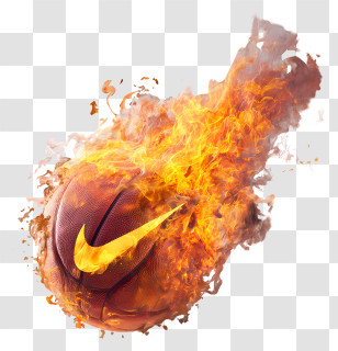 Nike Basketball - Flaming Basketball In Motion Transparent PNG