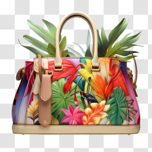 Handbag Day - Tropical Handbag With Floral And Vibrant Designs Transparent PNG