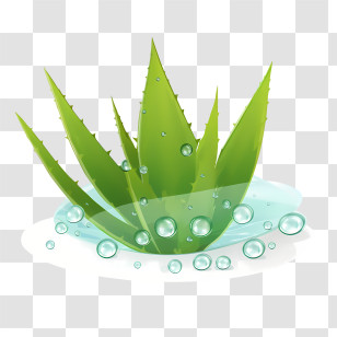 Aloe Vera - Aloe Vera Leaf With Water Droplets Transparent PNG