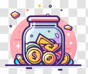 Money Jar - Colorful Money Jar Cartoon Illustration Transparent PNG