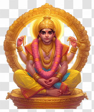 Ayyappan - Hindu Deity Illustration With Golden Ornamentation Transparent PNG