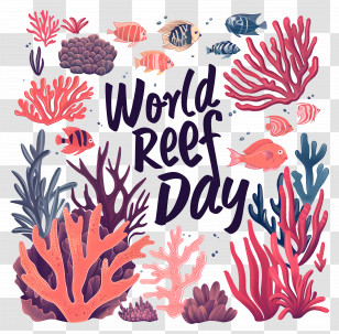 Tropical Fish - World Reef Day Poster With Coral Designs Transparent PNG