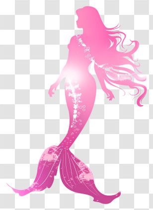 Mermaid Silhouette - Pink Mermaid Silhouette Transparent PNG