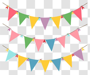 String Of Flags - Multicolored Triangular Bunting For Decoration Transparent PNG