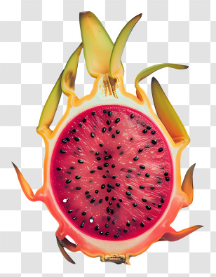 Dragon Fruit - Bright Red Dragon Fruit Slice Transparent PNG