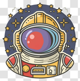 Astronaut - Cartoon Astronaut Illustration With Stars Transparent PNG