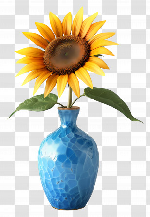 3d Sunflower - Sunflower In Blue Vase Transparent PNG