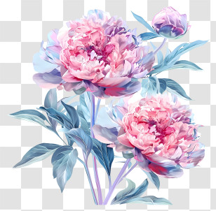 Peonies - Pink Peonies Floral Illustration Transparent PNG