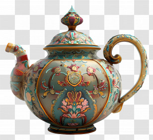 Old Teapot - Ornate Decorative Teapot Transparent PNG