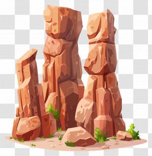 Rock Formations - Tall Sandstone Formations In A Desert Illustration Transparent PNG