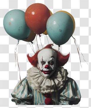 Clown With Balloons - Scary Victorian Clown Holding Balloons Transparent PNG