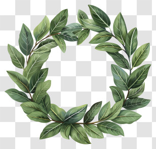 Bay Leaf Wreath - Green Leafy Wreath Ornament Design Transparent PNG